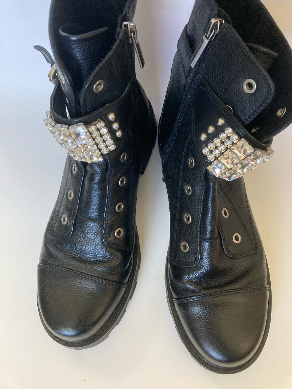 Karl Lagerfeld Paris Maeva Rhinestone Lug Sole Combat Boot - Picture 4 of 10